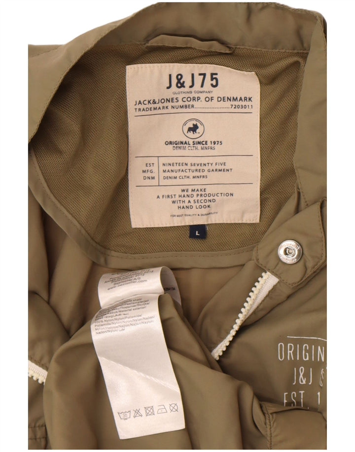 Jack & Jones Chaqueta impermeable para hombre UK 40 Large Khaki Nylon