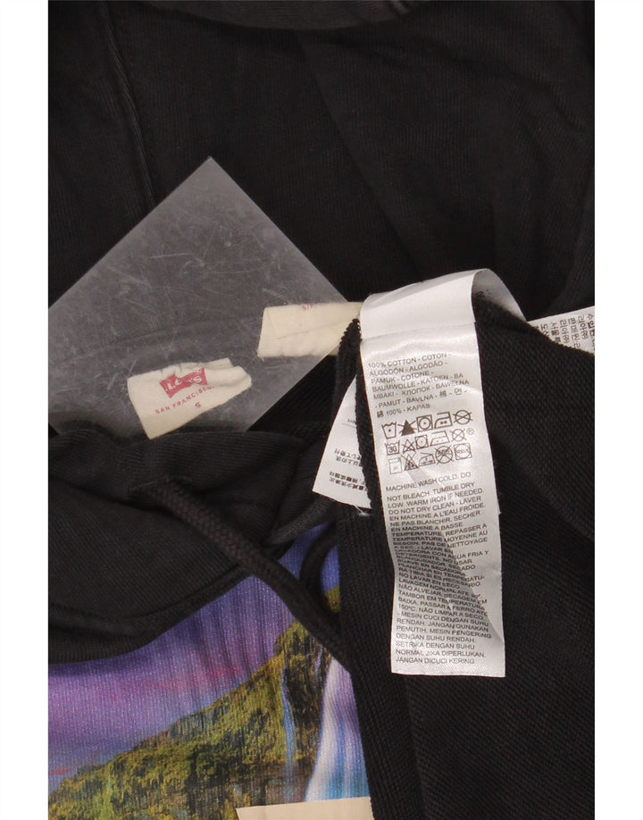 LEVI'S Jersey con capucha y ajuste holgado para hombre, talla pequeña, algodón negro