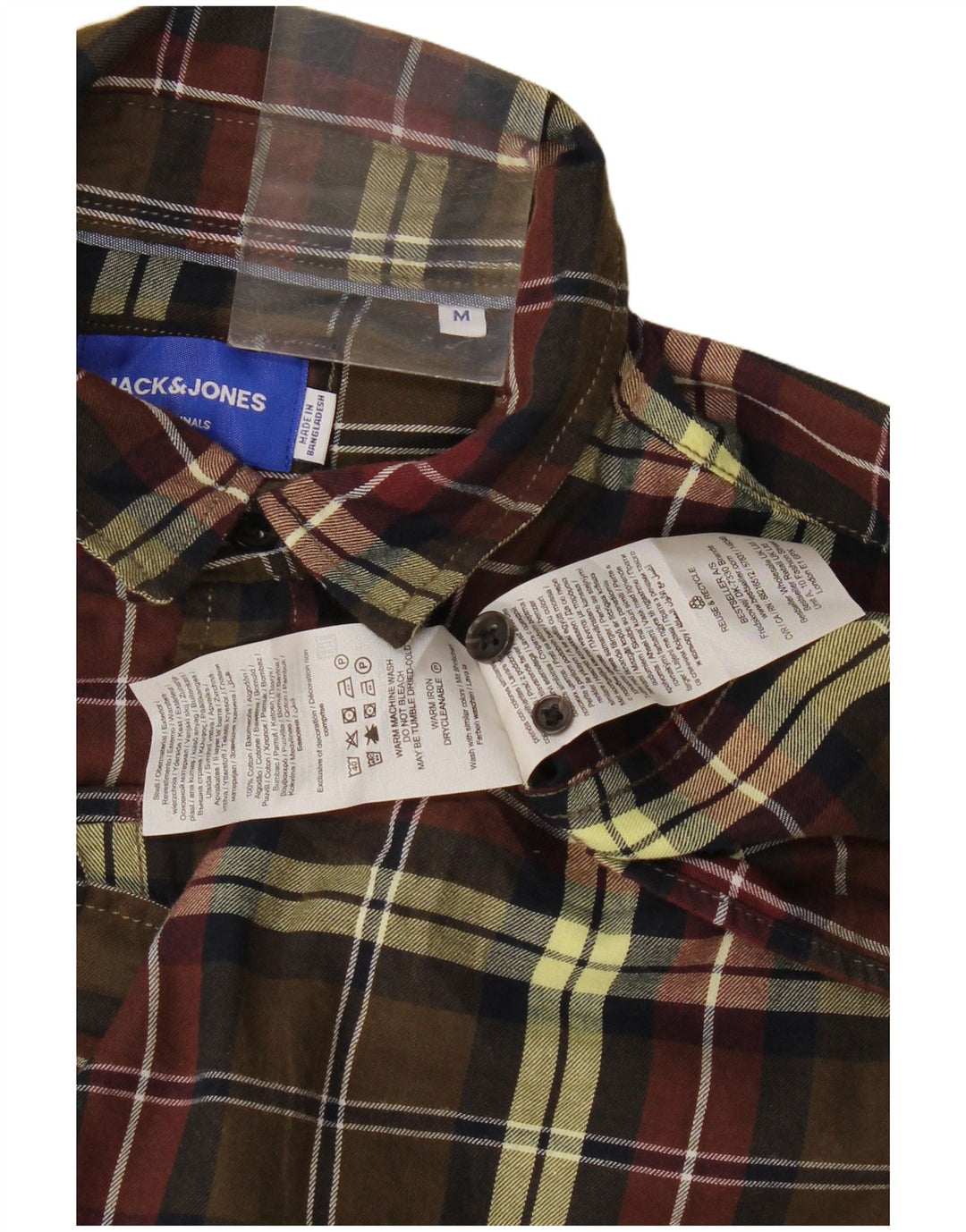Jack & Jones Hombre Camisa De Franela De Algodón A Cuadros Verde Medio