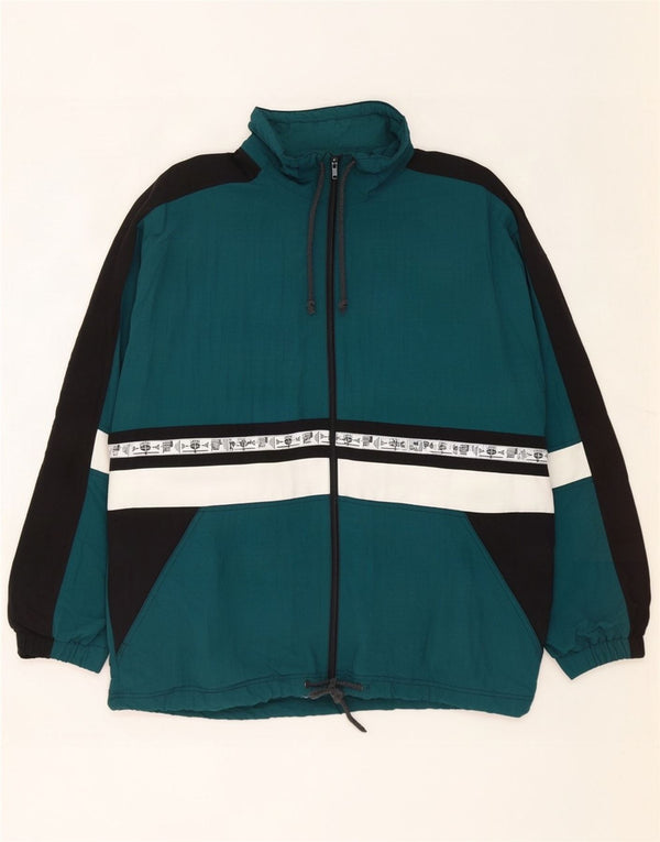 Chaqueta impermeable con estampado Crane para hombre, nailon con bloques de color verde, talla grande, Reino Unido 40