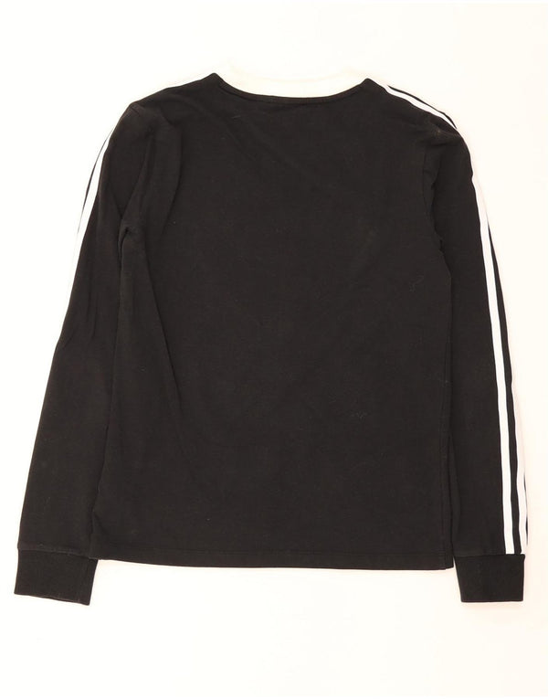 Adidas Mujer Top Manga Larga UK 8 Pequeño Algodón Negro