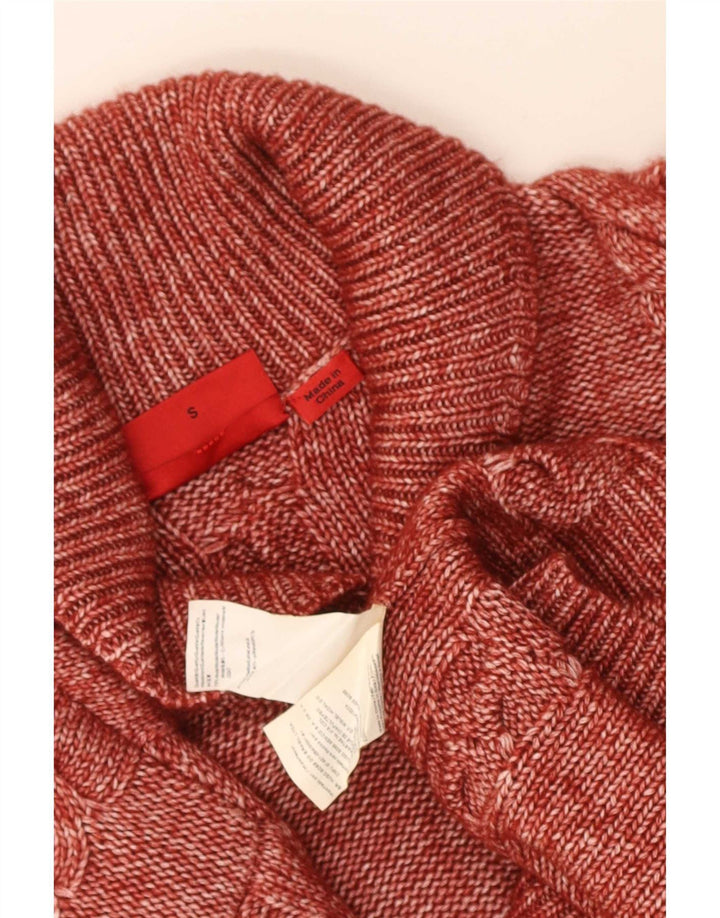 Hugo Boss Hombre Jersey con Cuello Chal Suéter Pequeño Modal Moteado Rojo