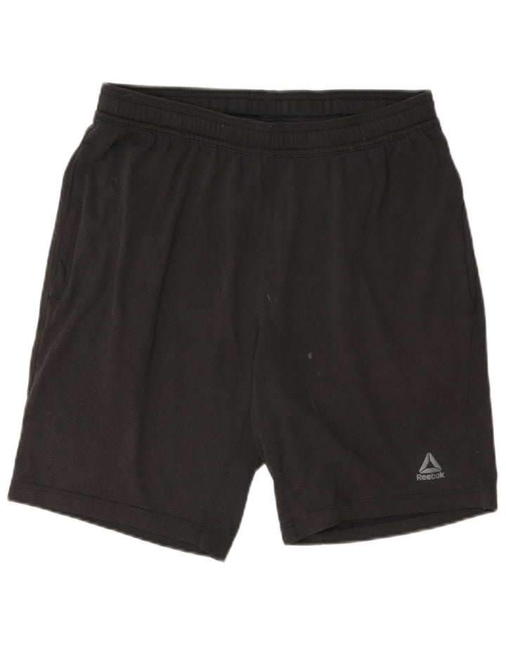 Reebok - Pantalones cortos deportivos para hombre, talla pequeña, poliéster gris