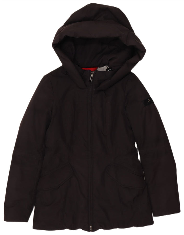 PEUTEREY Chaqueta acolchada con capucha para mujer IT 40 Small Negro Poliéster