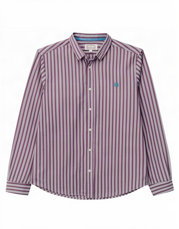 Camisa de corte clásico para hombre de White Stuff, talla 2XL, de algodón a rayas moradas