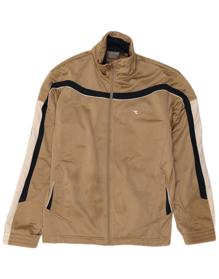 Diadora Hombre Chándal Top Chaqueta ES 40 Medio Beige Poliéster Colorblock