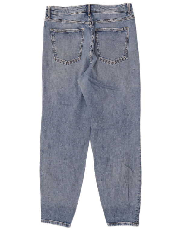 Marks & Spencer Vaqueros cónicos de cintura alta para mujer UK 12 Medium W30 L28 Azul