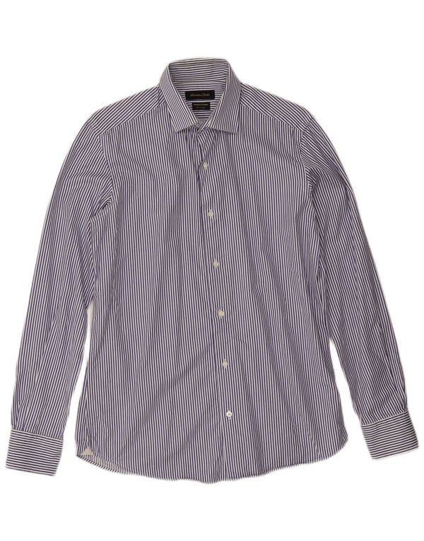 Camisa Massimo Dutti Hombre Talla 15 1/2 39 Raya Azul Mediana