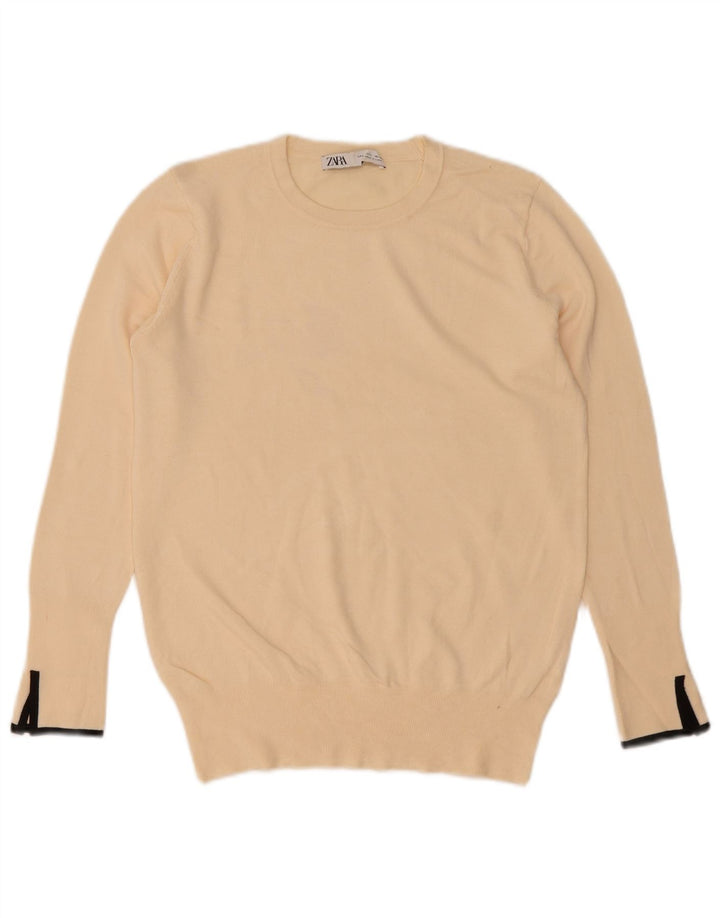 Zara - Jersey con cuello redondo para mujer, talla 40, color blanco roto