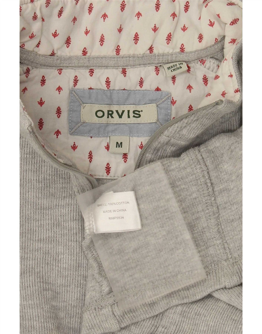 Orvis - Sudadera con cuello y cremallera para mujer, talla 40, algodón gris medio