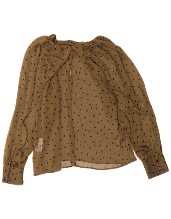 Zara Blusa de manga larga transparente para mujer UK 6 XS Caqui manchado