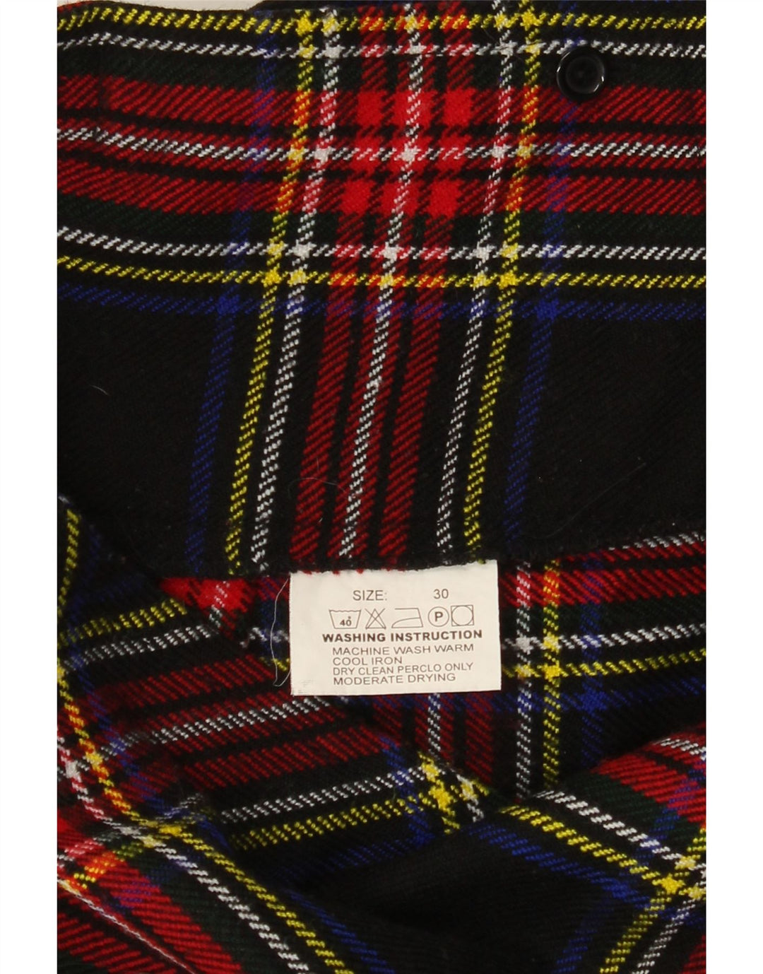 Vintage mujer mini falda envolvente W30 medio azul marino cuadros acrílico