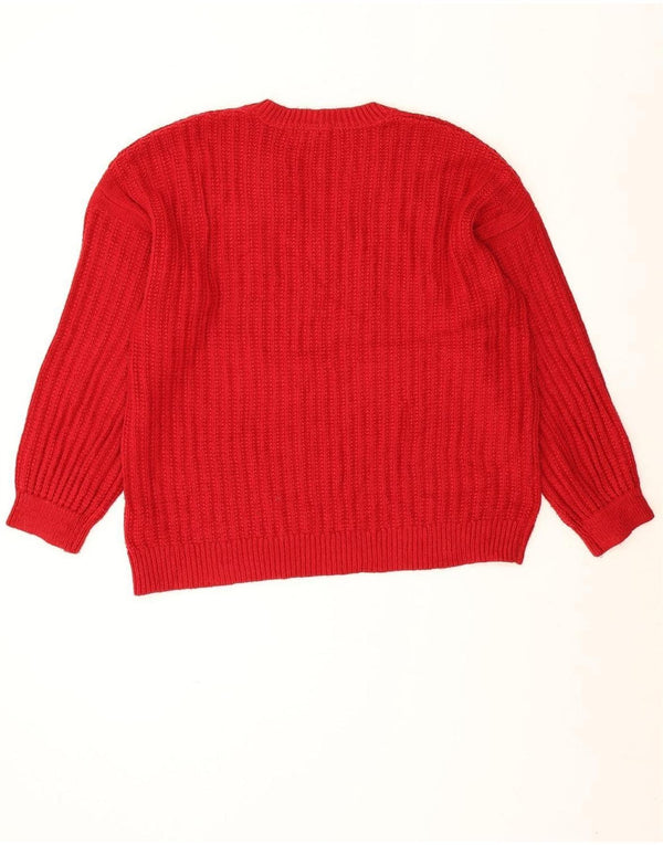 Marks & Spencer Suéter con Cuello en V para Mujer UK 46 Grande Acrílico Rojo