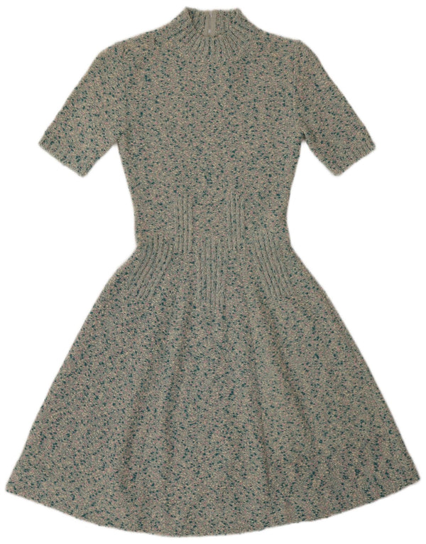 Vintage mujer jumper vestido Reino Unido 8 pequeño verde moteado