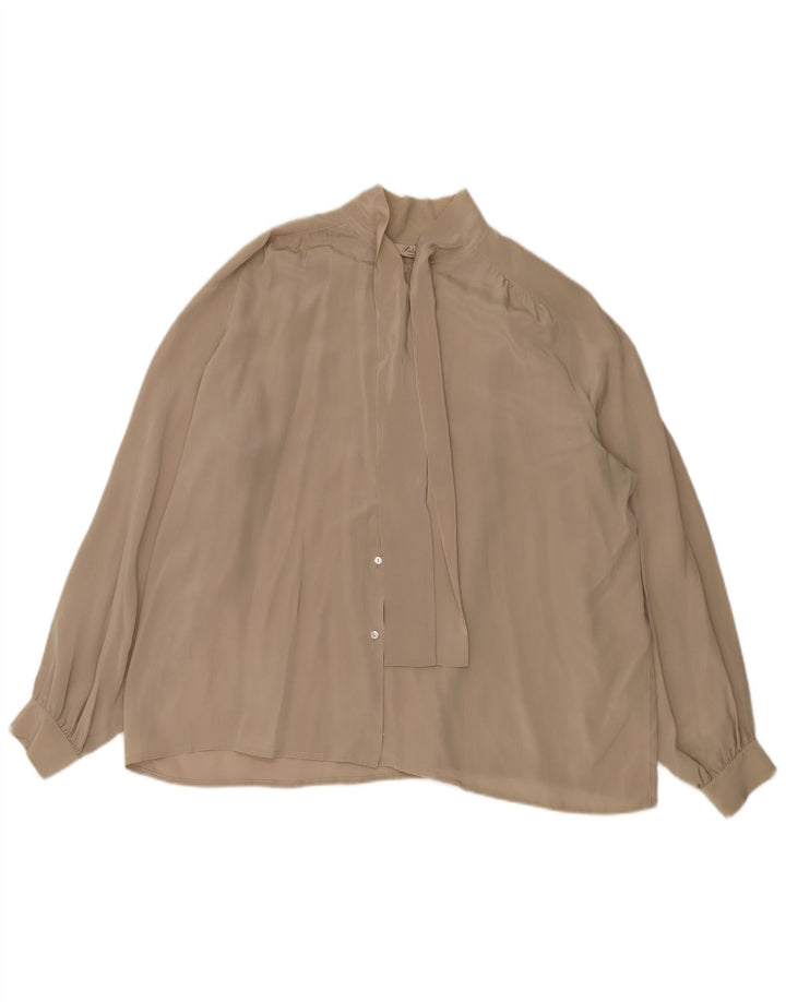 Padovanelle Blusa de mujer de gran tamaño con lazo frontal IT 50 XL Seda Beige