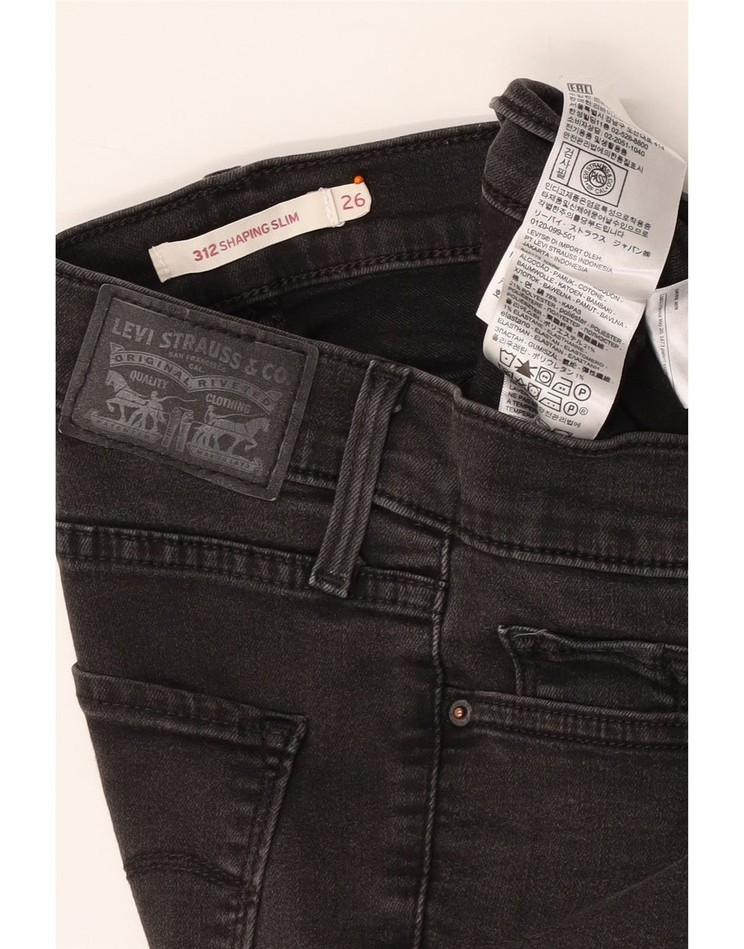 LEVI'S Mujer 312 Shaping Slim Jeans W26 L30 Algodón Gris