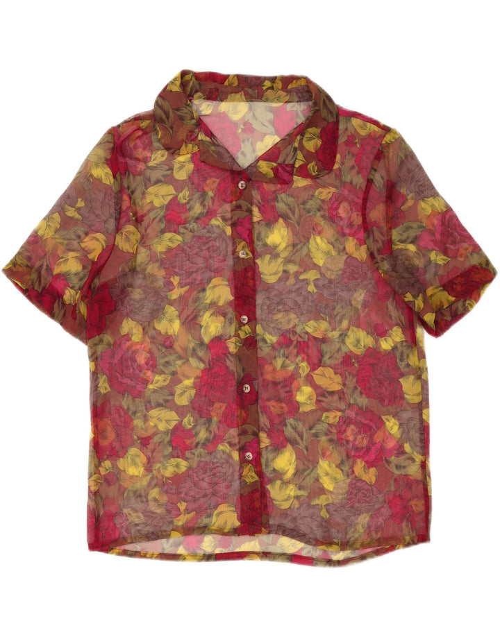 VINTAGE Womens See Through Shirt Blouse UK 14 Medium Multicoloured Floral Vintage Vintage and Second-Hand Vintage from Messina Hembry 