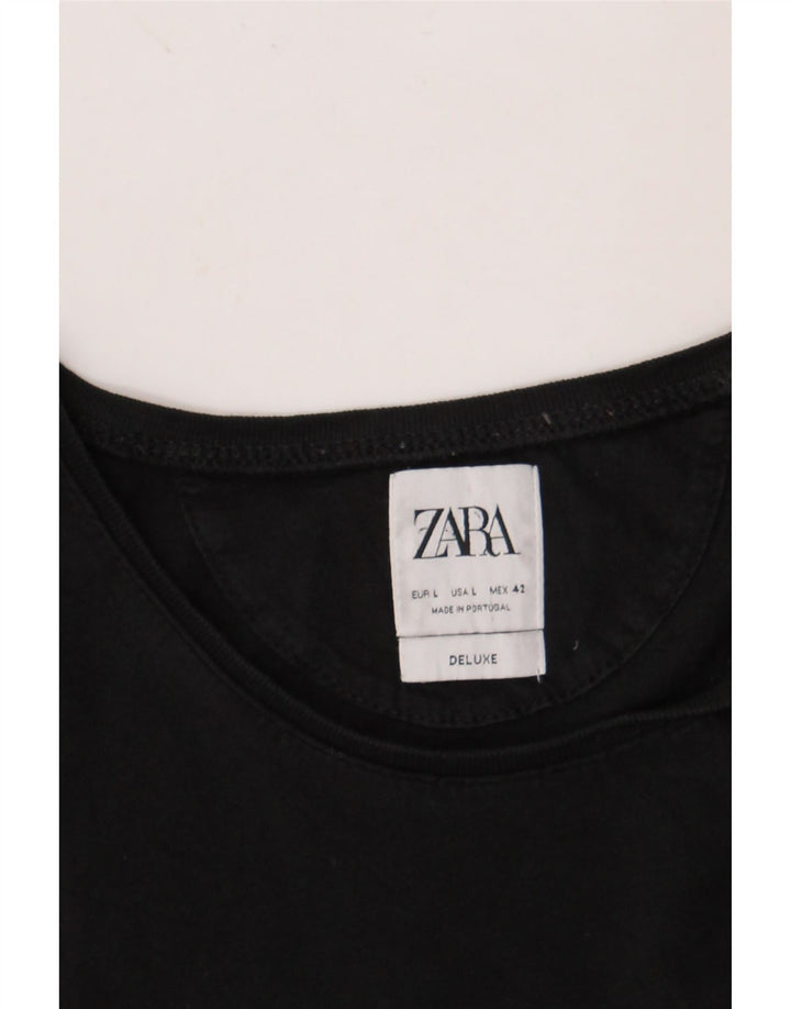ZARA Hombre Camiseta Top Grande Negro