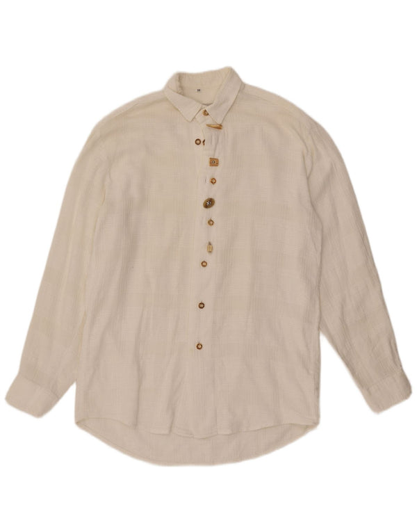 Camisa vintage para hombre talla 38 cheque blanco mediano