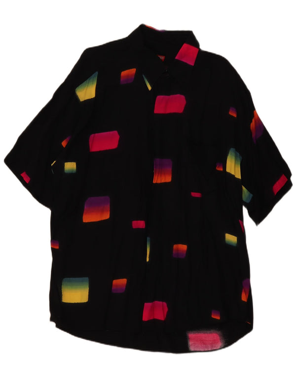 Tipo' S Camisa de manga corta para hombre 2XL Viscosa geométrica negra