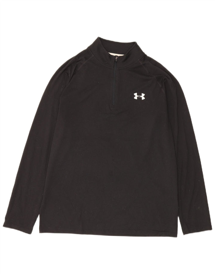 Under Armour Hombre Heat Gear Zip Neck Jersey Chándal Top Mediano Negro