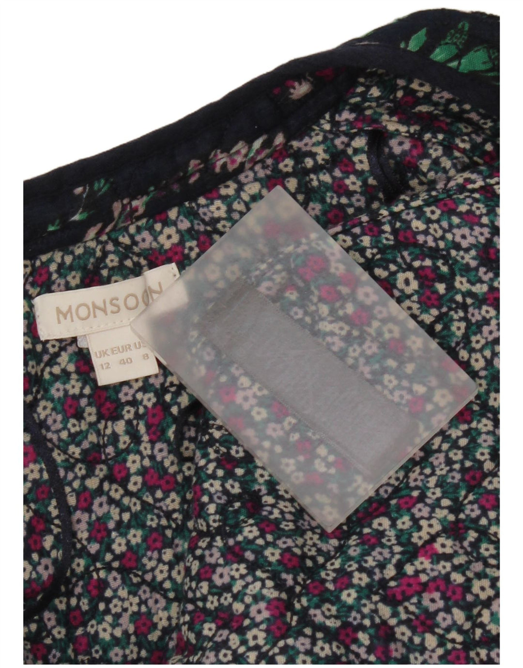 Monsoon Chaqueta tipo blazer abierta para mujer UK 40 Mediana Azul marino Algodón floral