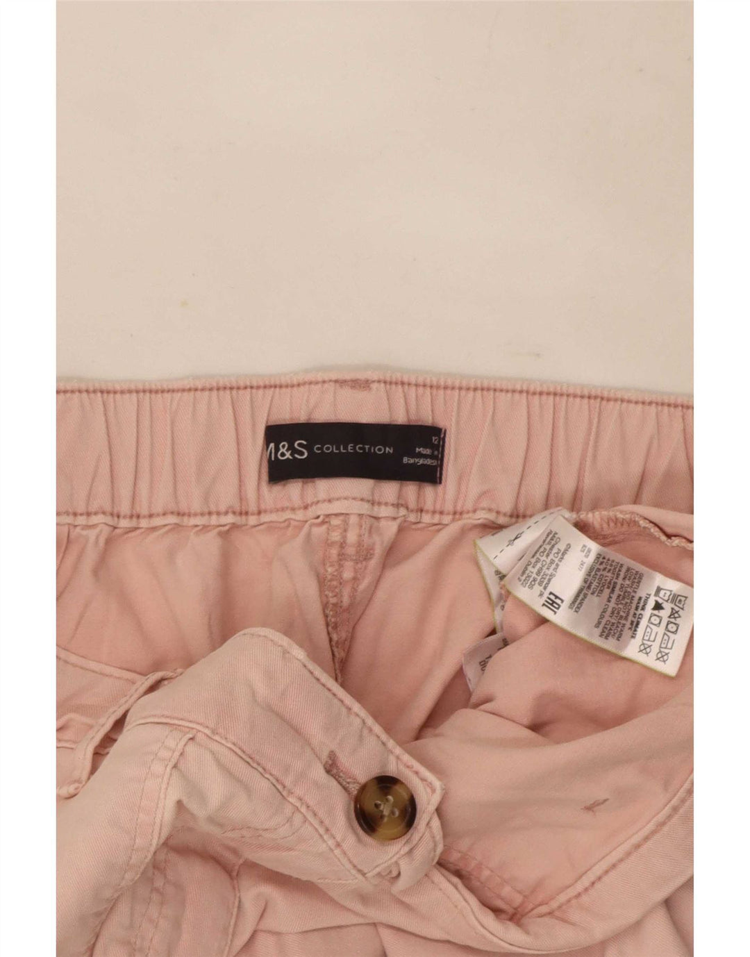 Marks & Spencer Pantalones Cargo Cortos para Mujer UK 12 Medium W30 L26 Rosa