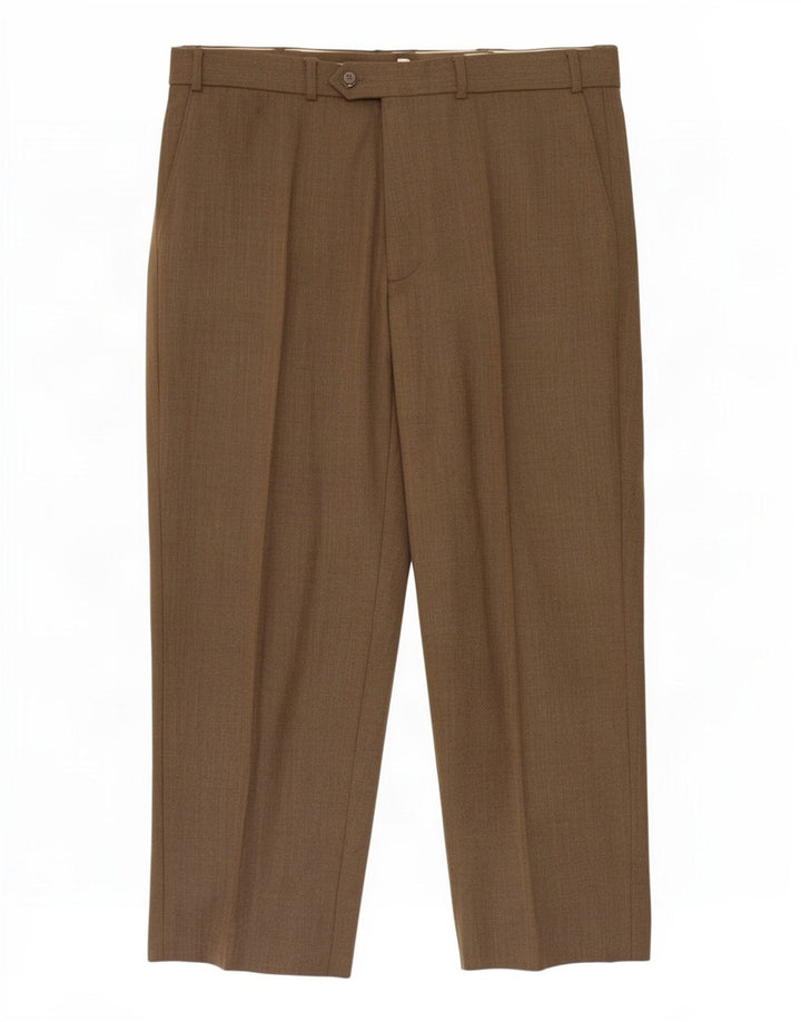 Marks & Spencer Pantalón de traje recto para hombre W38 L29 Poliéster caqui