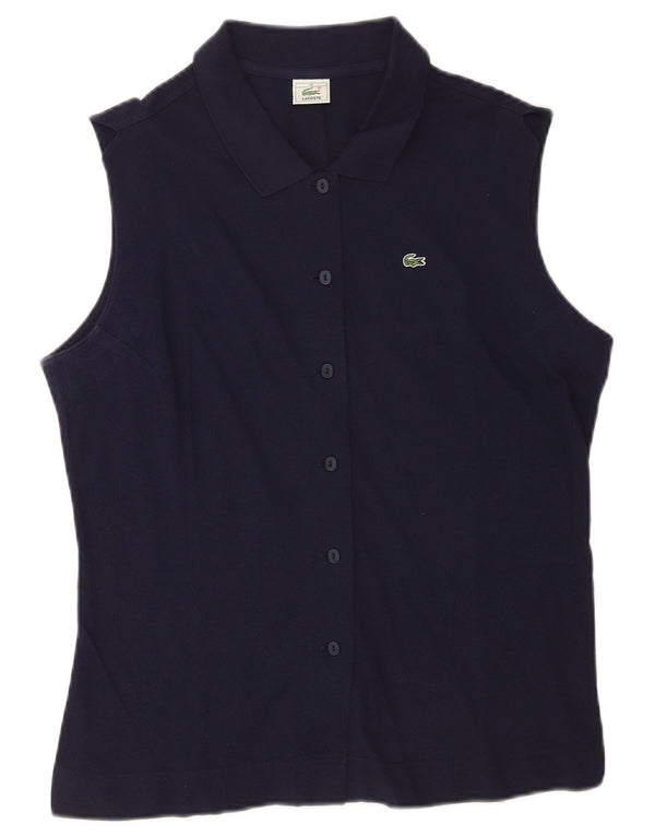 Camisa Lacoste Mujer Sin Mangas Talla 46 XL Azul Marino Algodón