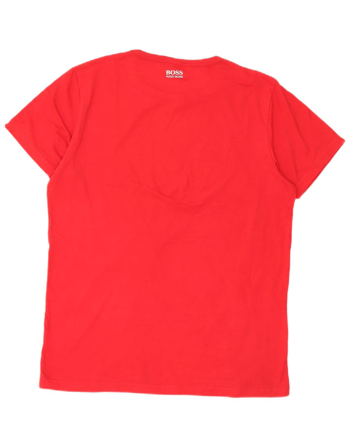 Hugo Boss Hombres Camiseta Gráfica Top Grande Algodón Rojo