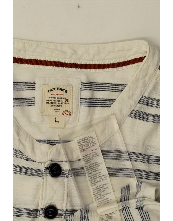Camiseta de hombre Fat Face Top grande de algodón a rayas blancas