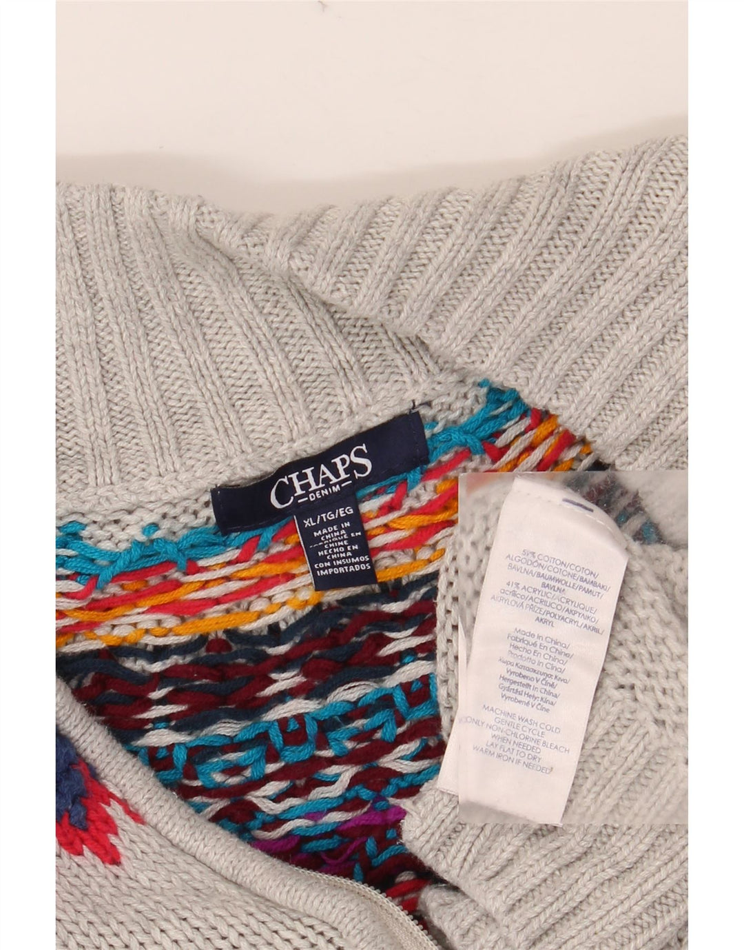 CHAPS Suéter tipo cárdigan para mujer UK 18 XL Gris Fair Isle Algodón