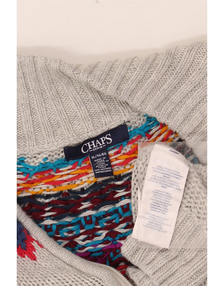 CHAPS Suéter tipo cárdigan para mujer UK 18 XL Gris Fair Isle Algodón