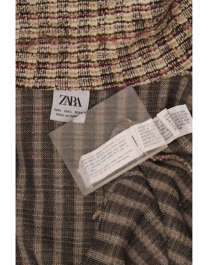 Zara Hombre Cárdigan Suéter Grande Beige Cuadros Poliéster