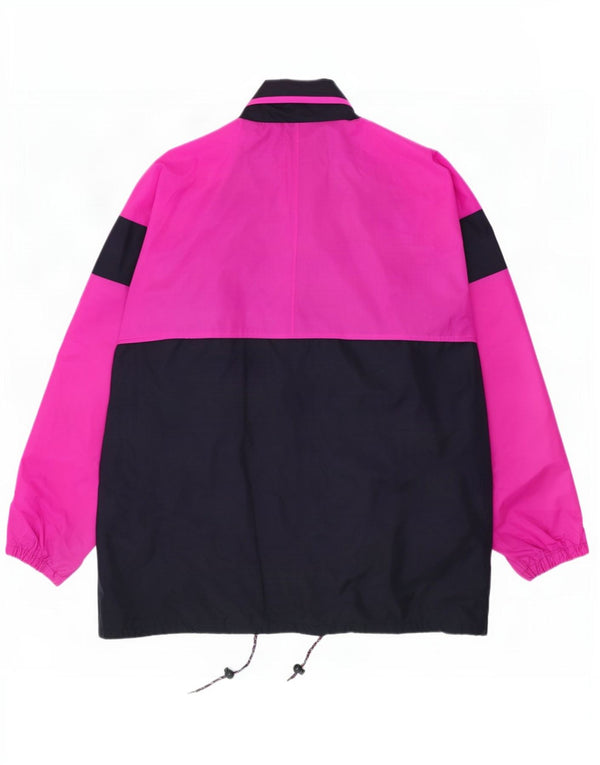 Vintage hombres chaqueta de lluvia con capucha Reino Unido 42 XL rosa colorblock poliamida