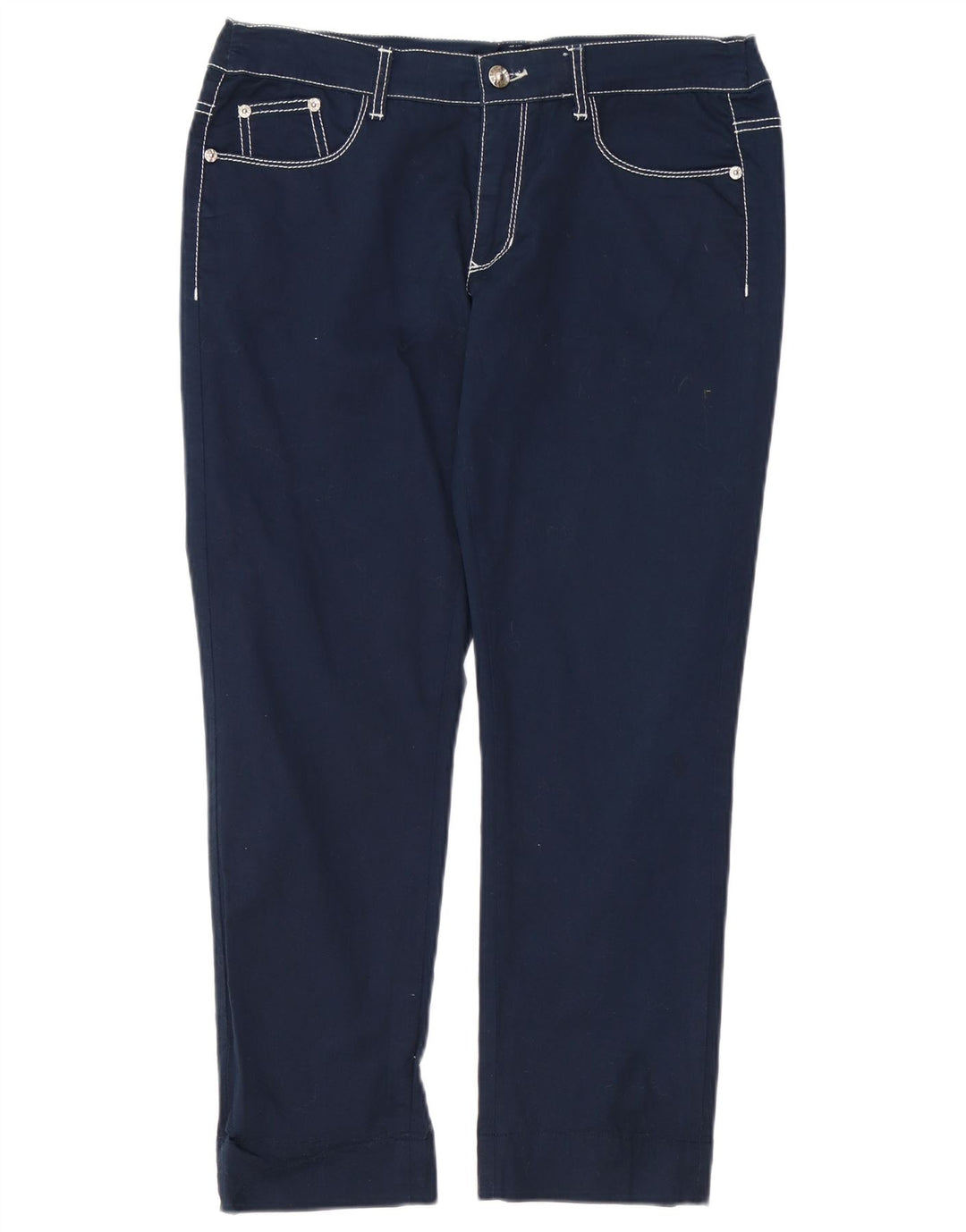 ROCCOBAROCCO Womens Straight Casual Trousers IT 47 Large W33 L27 Navy Blue Vintage Roccobarocco and Second-Hand Roccobarocco from Messina Hembry 