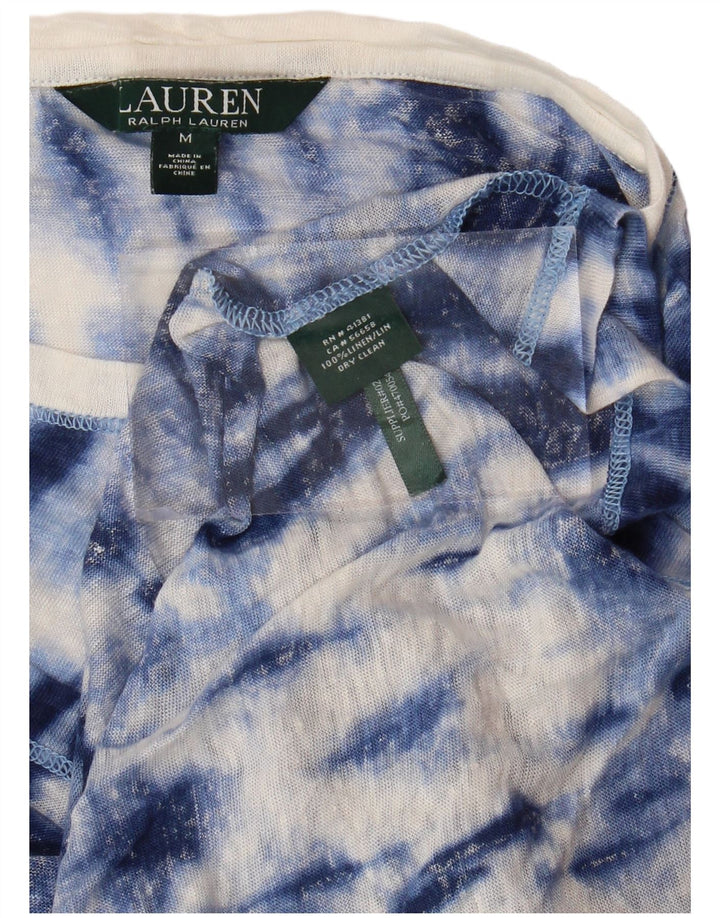 RALPH LAUREN Camiseta para mujer Top UK 14 Azul medio Tie Dye Linen