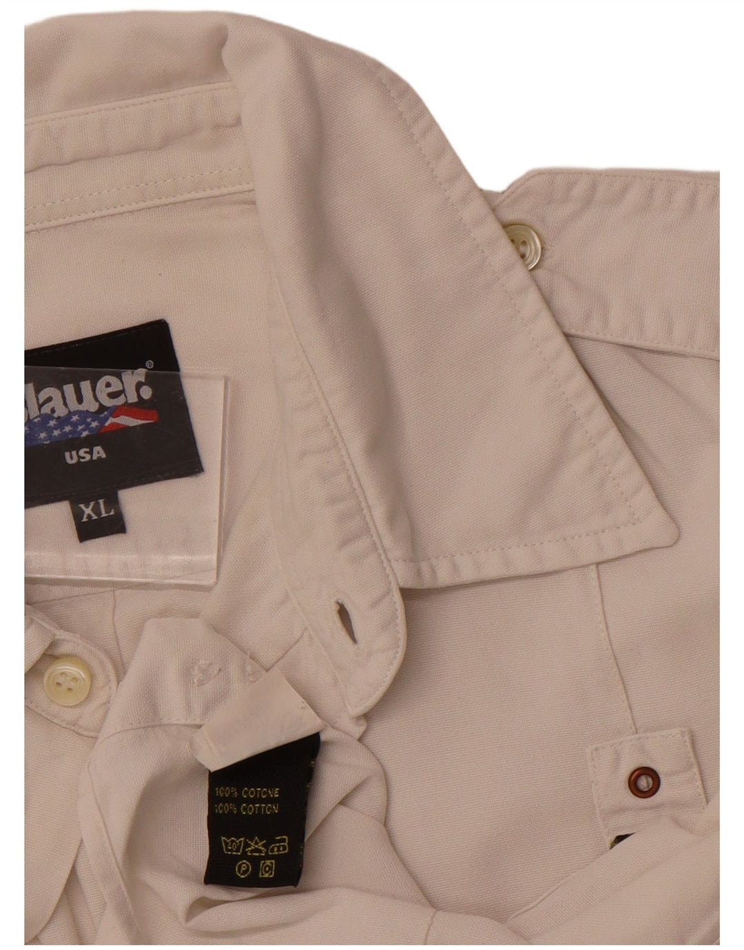 BLAUER Camisa Militar Hombre XL Algodón Blanco