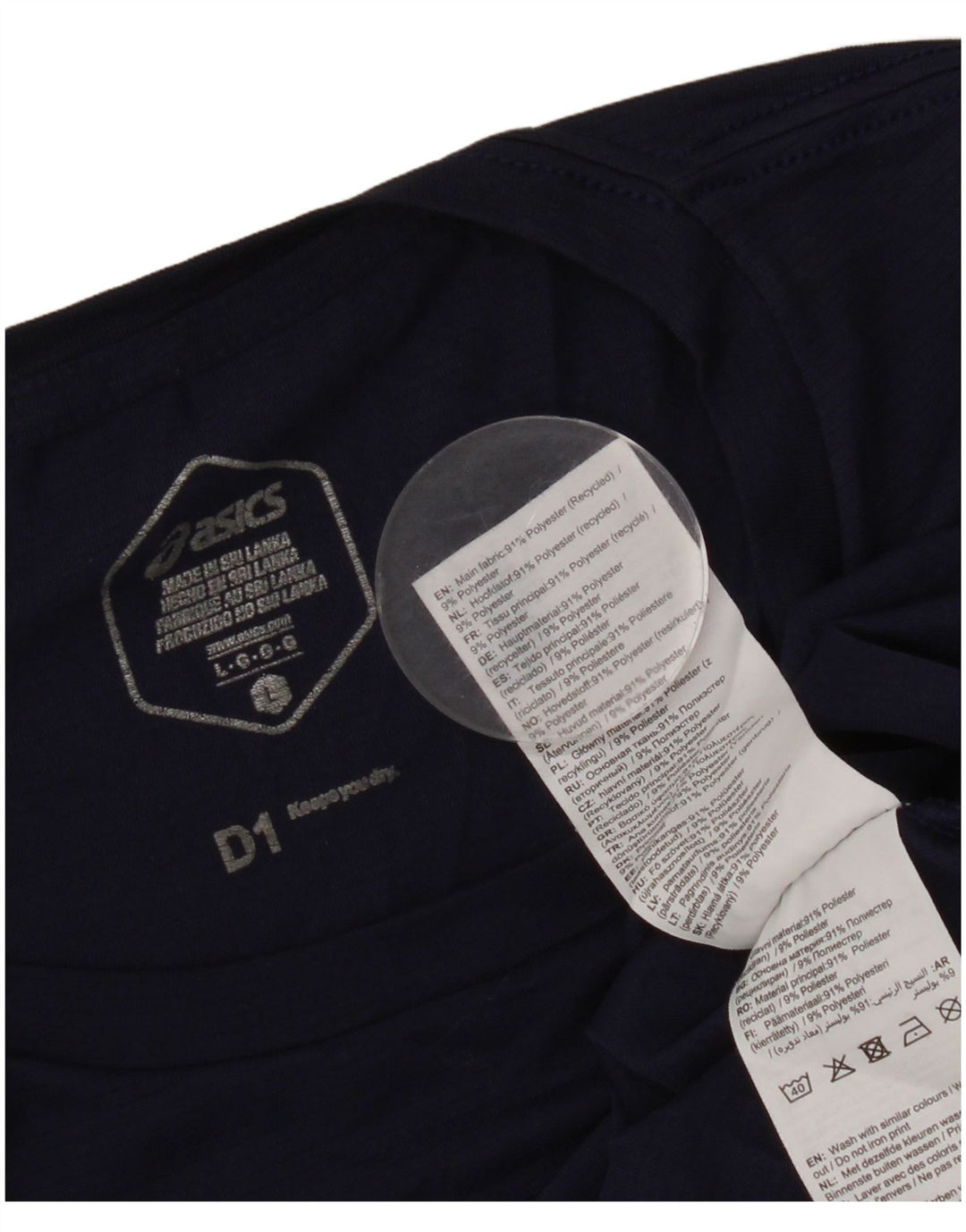Asics - Camiseta gráfica para hombre, talla grande, poliéster azul marino