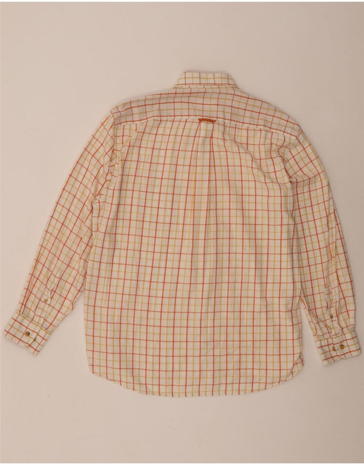 Camisa Barbour Hombre XL Algodón Cuadros Naranja