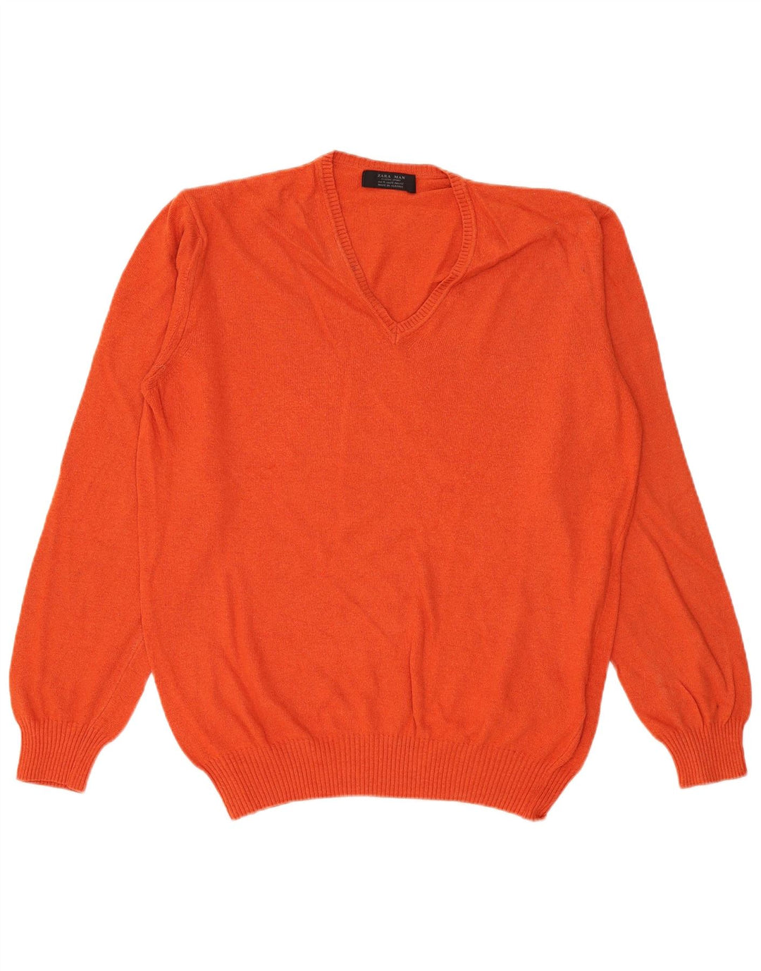Zara Hombre Jersey Cuello Pico XL Viscosa Naranja