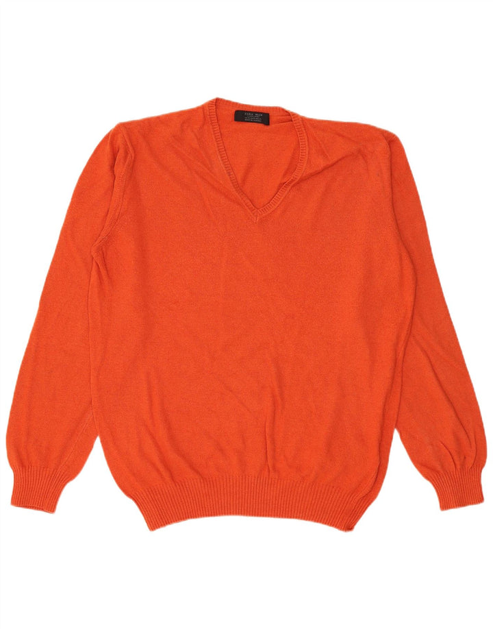 Zara Hombre Jersey Cuello Pico XL Viscosa Naranja