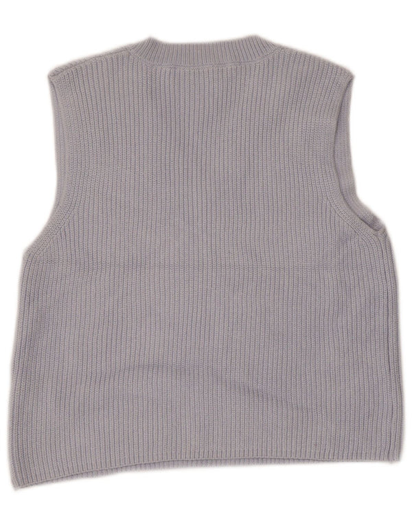 Zara Mujer Crop Vest Tank Top UK 10 Small Algodón Azul
