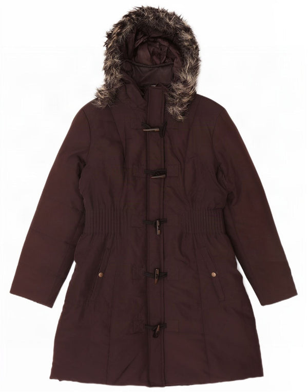 Abrigo acolchado con capucha para mujer de M&Co ES 40 XL Marrón Poliéster