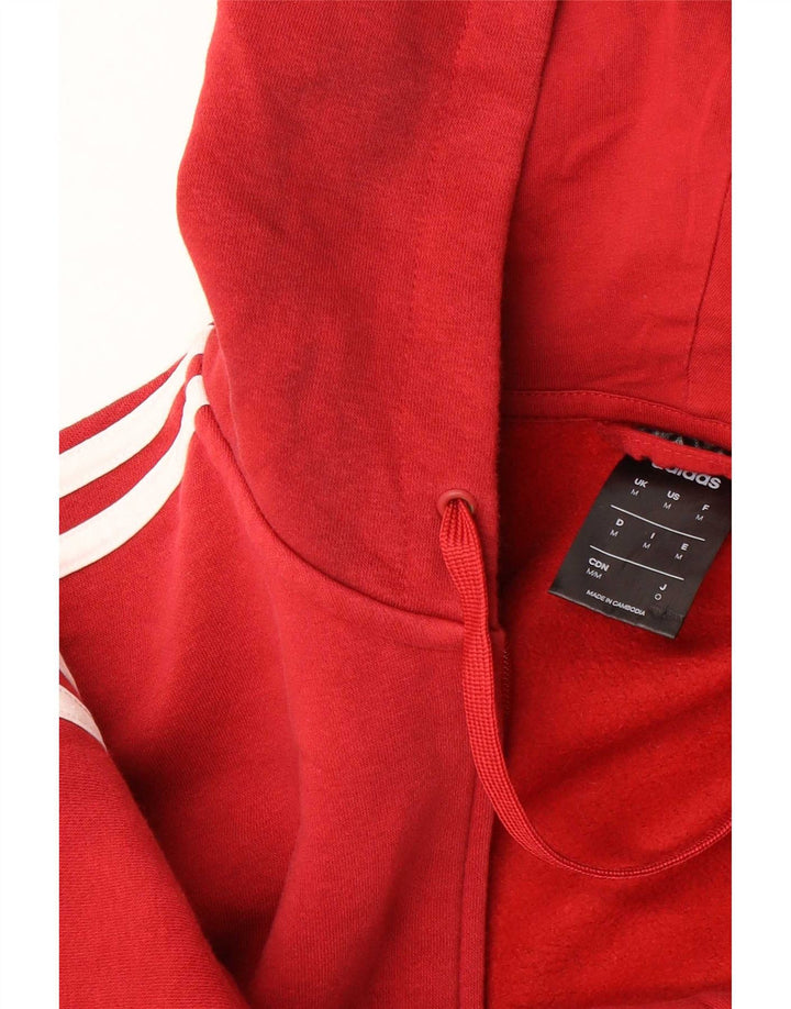 Adidas Hombre Zip Sudadera Con Capucha Suéter Medio Rojo Algodón