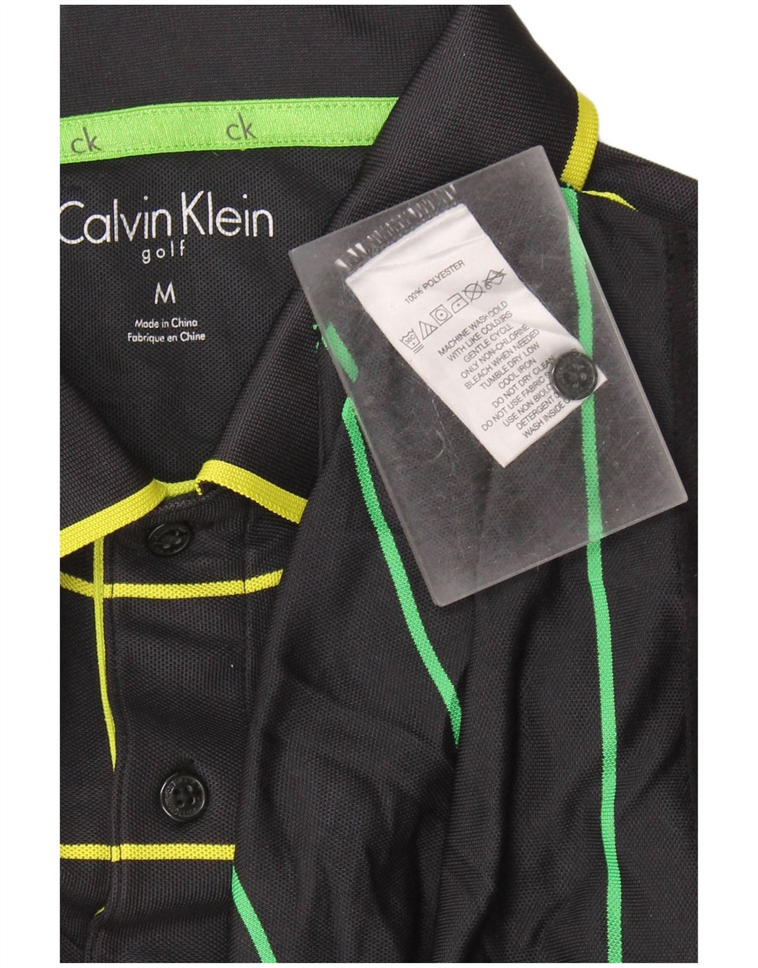 Polo de golf Calvin Klein para hombre Poliéster a rayas negras medianas