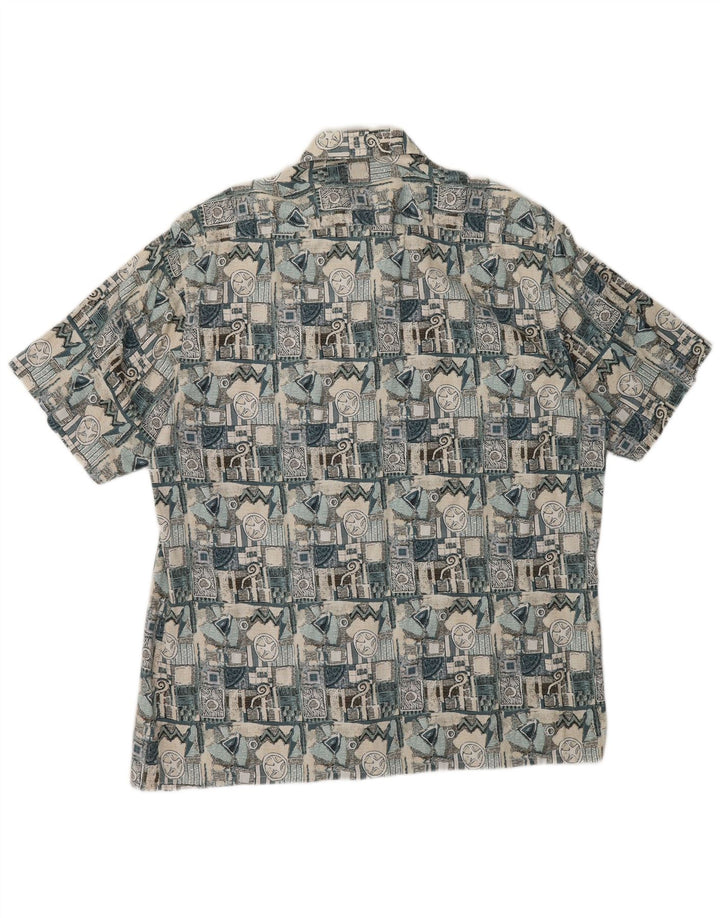 C&A Hombre Camisa De Manga Corta De Algodón Geométrico Beige Grande