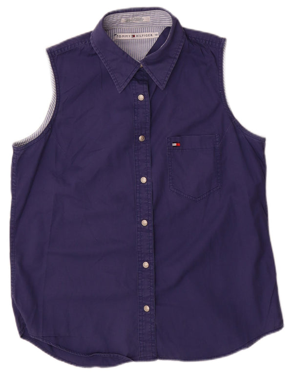 Tommy Hilfiger Blusa sin mangas para mujer US 10 Grande Azul Marino Algodón