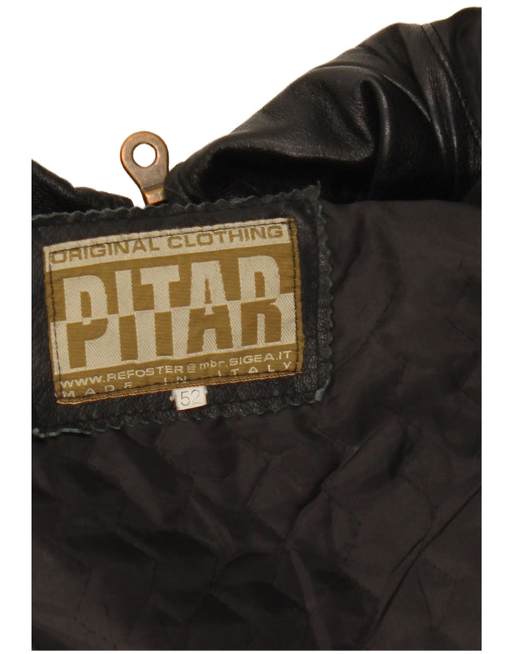 Chaqueta de cuero vintage para hombre IT 52 XL cuero negro