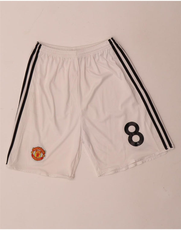 Adidas Mens Manchester United Graphic Sport Shorts Pequeño Poliéster Blanco